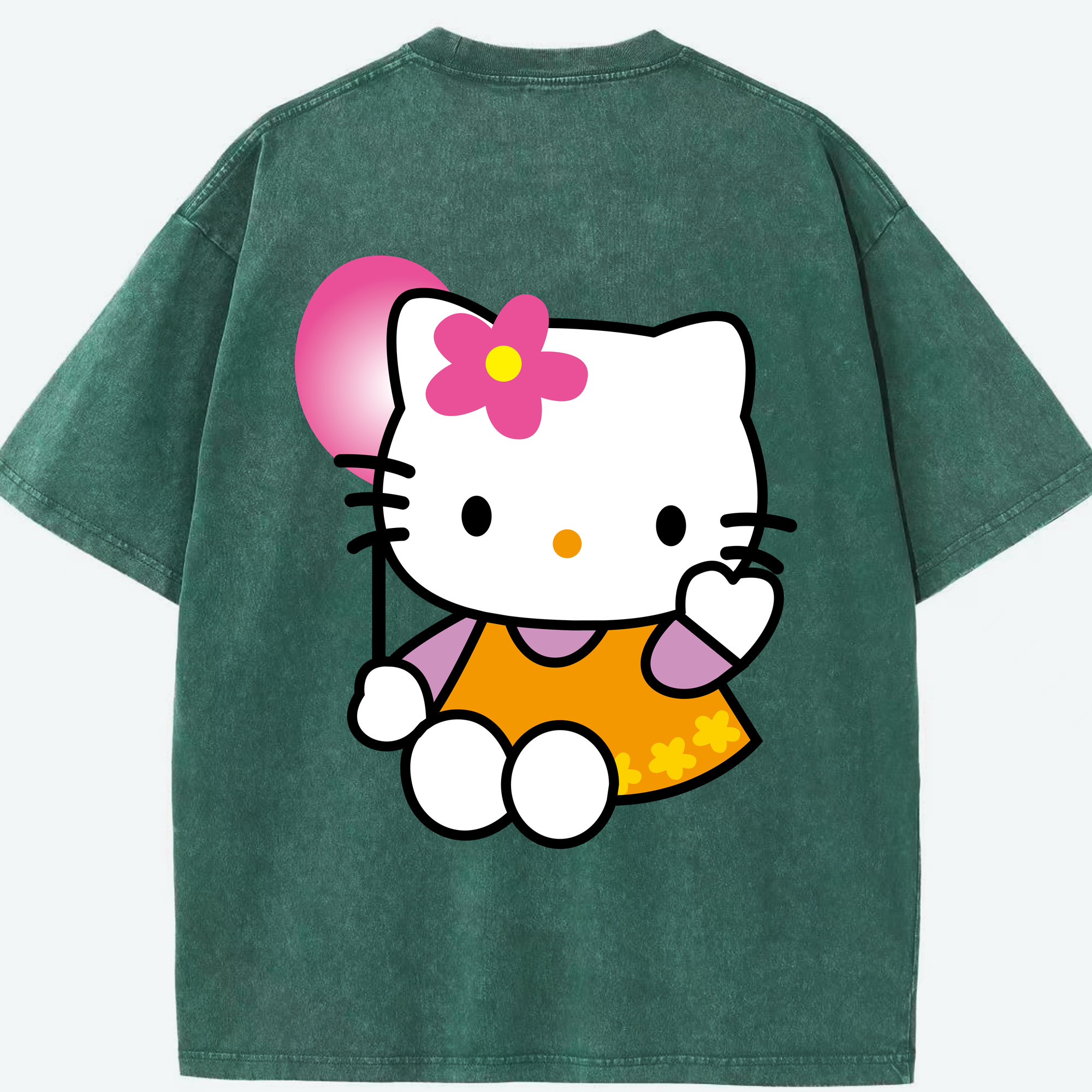 （画像用） Hello Kitty ハローキティ 綿100% ヴィンテージ風 半袖Tシャツ（背面プリント）